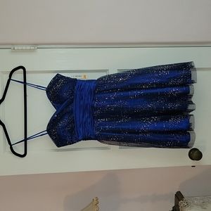 Party dress, deep blue, Junior size 7/8